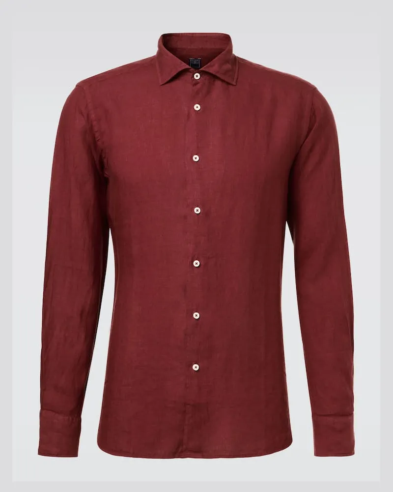 Fedeli Hemd Nick aus Leinen Burgunderrot
