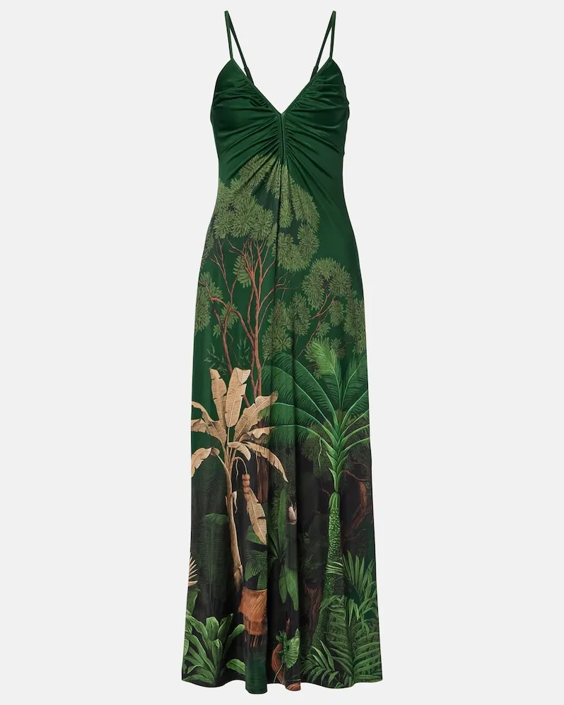 Johanna Ortiz Bedrucktes Midikleid aus Jersey Grün