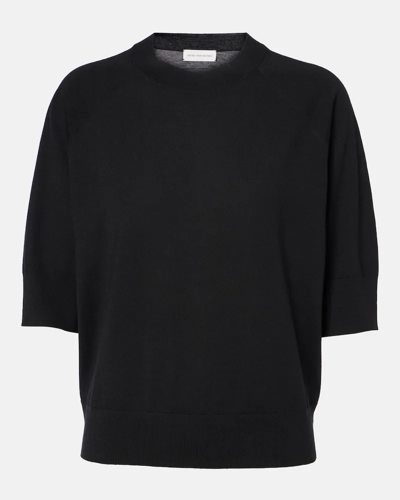 Dries van Noten Top aus Wolle Schwarz