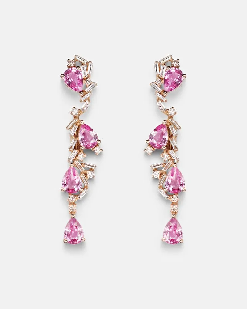 Suzanne Kalan Ohrringe aus 18kt Roségold mit Diamanten und Saphiren Gold