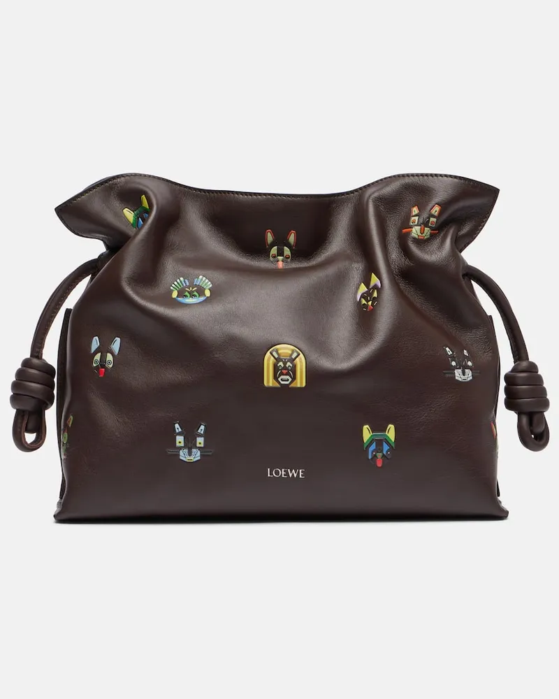 Loewe X Louis Wain Clutch Flamenco Medium aus Leder Braun