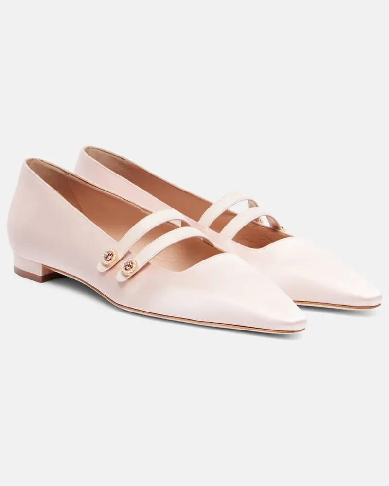 Manolo Blahnik Mary-Jane-Ballerinas Polmana aus Satin Blau