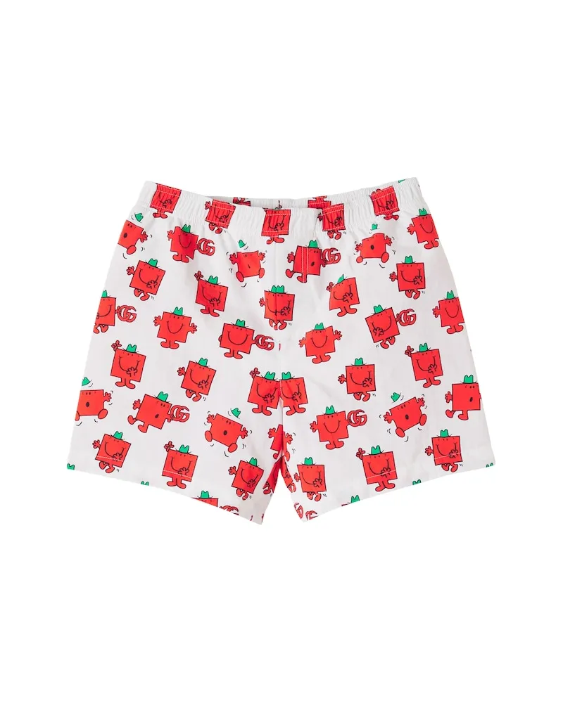 Gucci X Mr. Men Badeshorts Little Miss Weiß