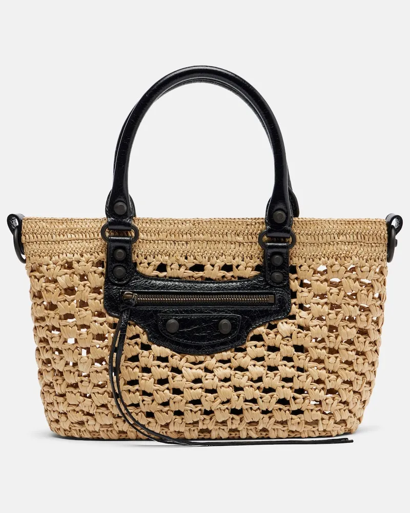 Balenciaga Tote Le City Small aus Raffiabast Beige