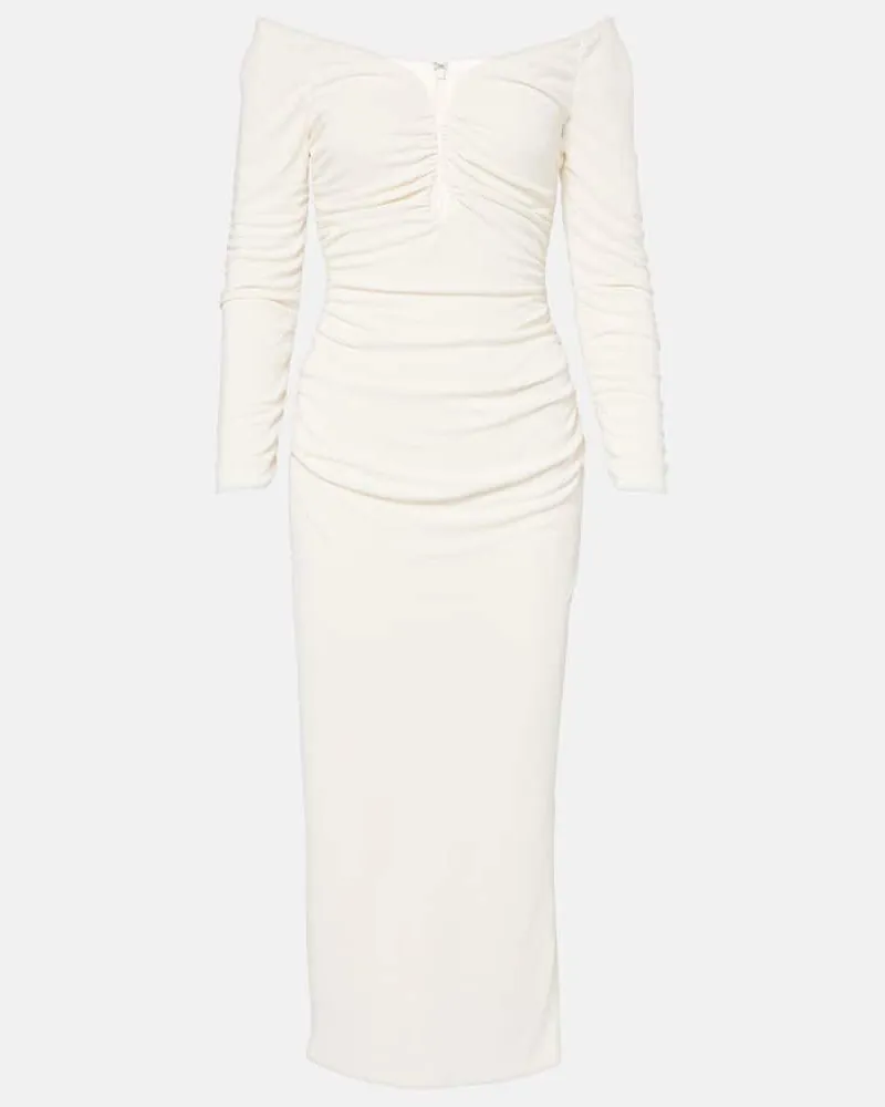 Carolina Herrera New York Off-Shoulder-Midikleid aus Jersey Weiß