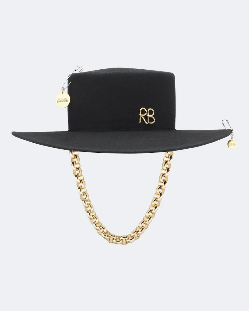 RUSLAN BAGINSKIY Fedora aus Wolle mit Kettendetail Schwarz