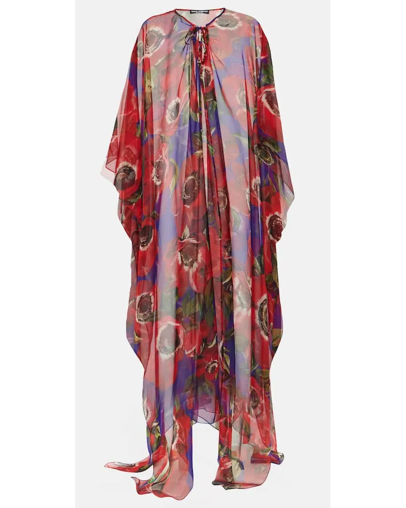 Dolce & Gabbana Kaftan Anemone aus Seidenchiffon Multicolor