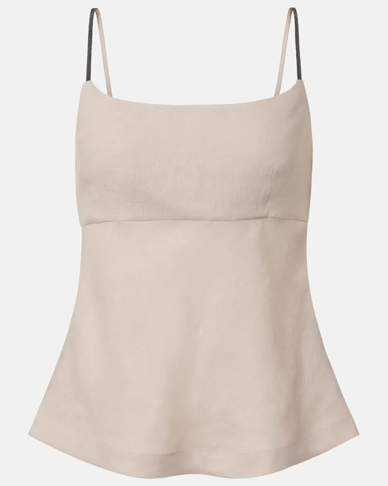 Brunello Cucinelli Top Monili aus Leinen Beige