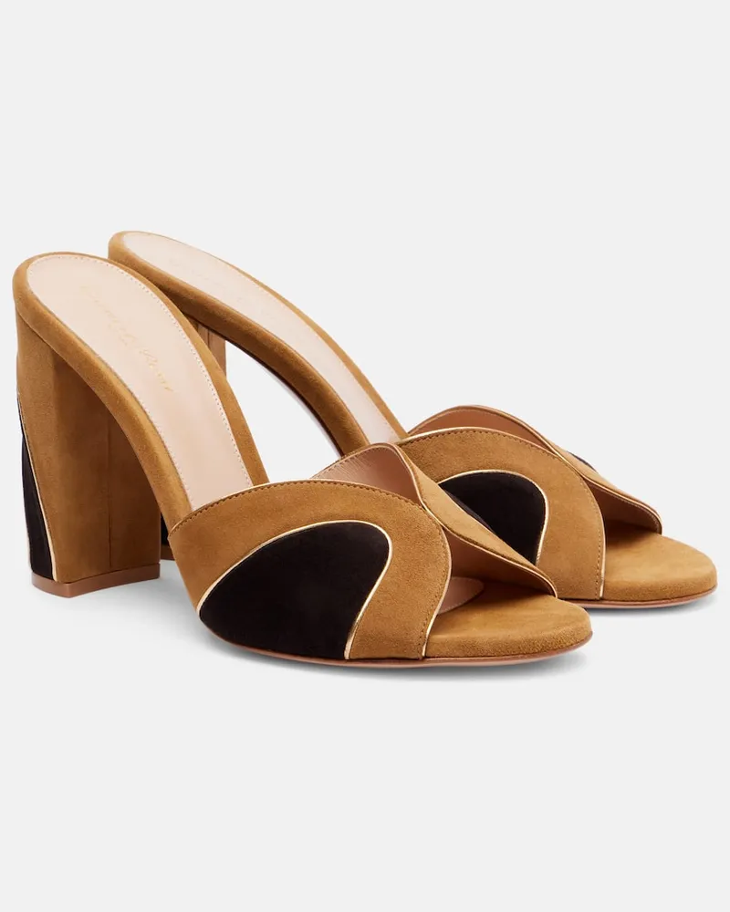 Gianvito Rossi Pantoletten 95 aus Veloursleder Braun