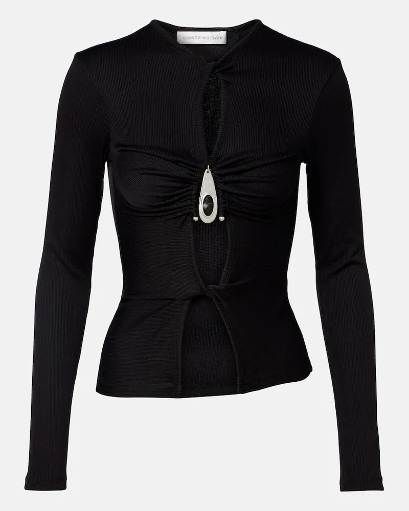 Christopher Esber Top aus Rippstrick Schwarz