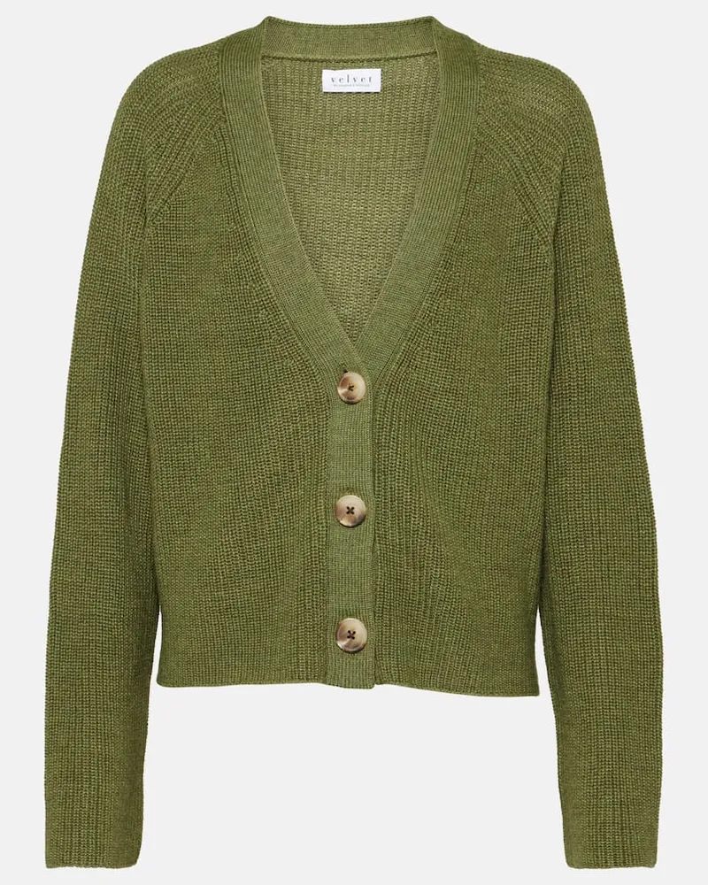 Velvet Cardigan Marilyn aus einem Wollgemisch Grün