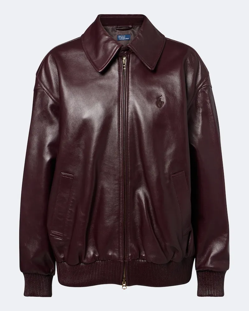 Ralph Lauren Lederjacke Burgunderrot
