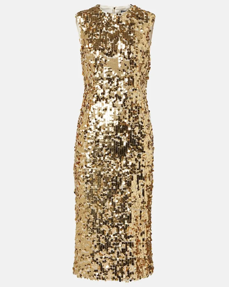 Dolce & Gabbana Midikleid mit Pailletten Gold