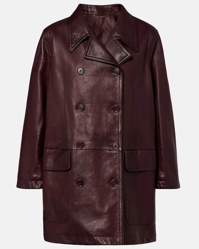 Chloé Chloé Mantel aus Leder Burgunderrot