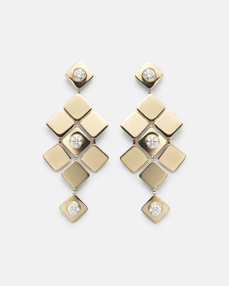 Ileana Makri Ohrringe Tile Temple aus 18kt Gelbgold mit Diamanten Gold