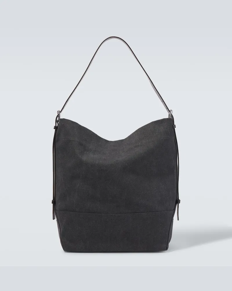Christophe Lemaire Tote aus Canvas mit Leder Schwarz