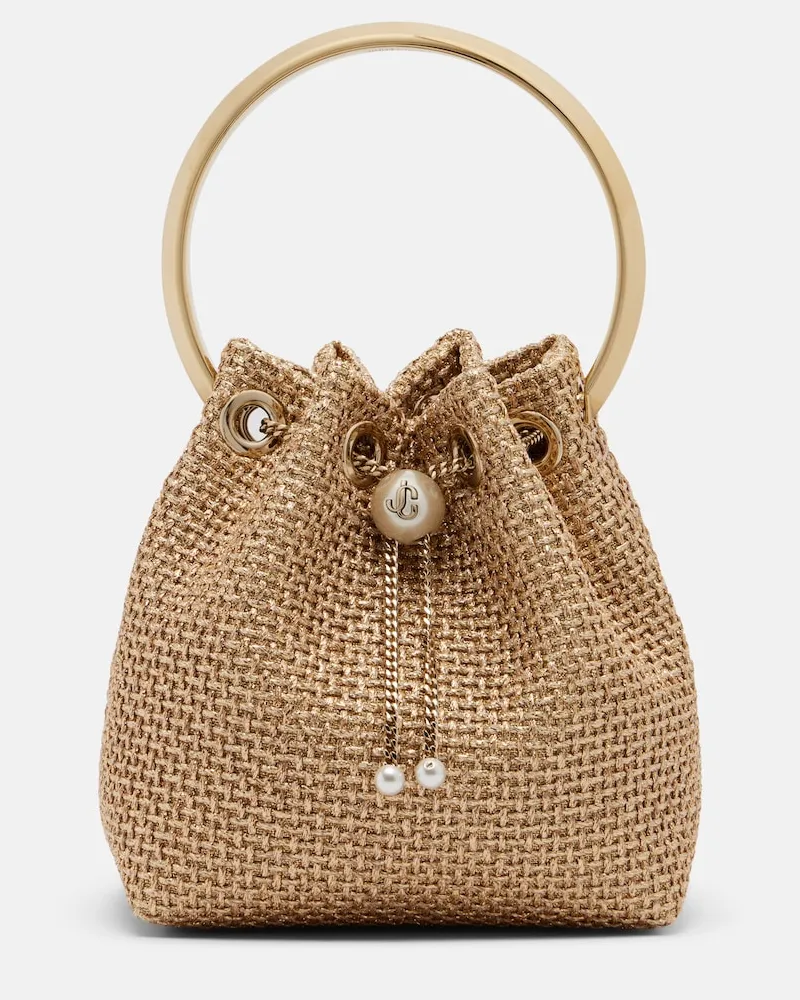 Jimmy Choo Bucket Bag Bon Bon Small mit Zierperlen Gold