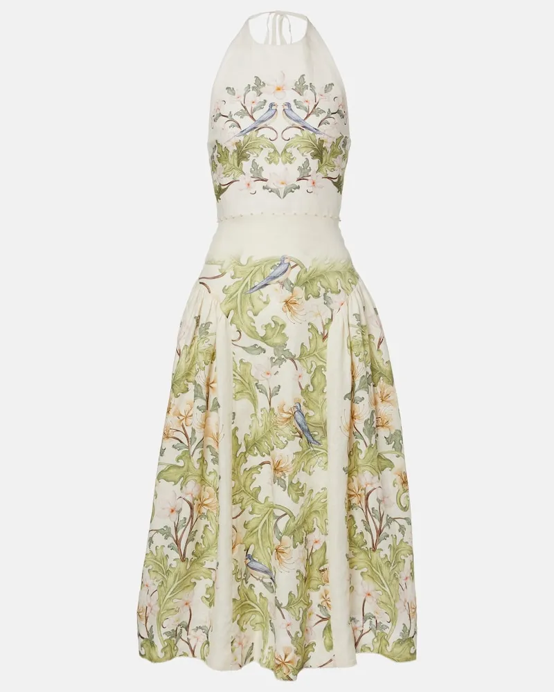 AGUA BENDITA Midikleid Balsa Anhelo aus Leinen Weiß