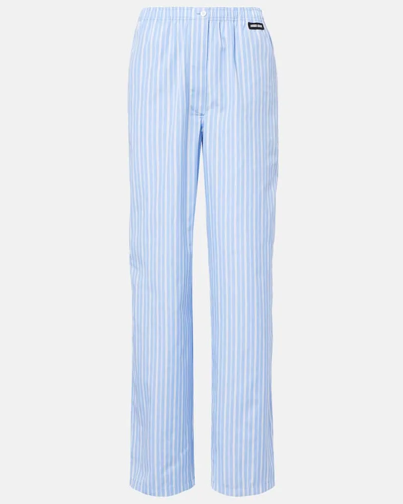 Miu Miu Weite Hose aus Baumwollpopeline Multicolor