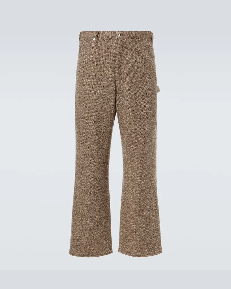 AURALEE Weite Hose aus Woll-Tweed Braun