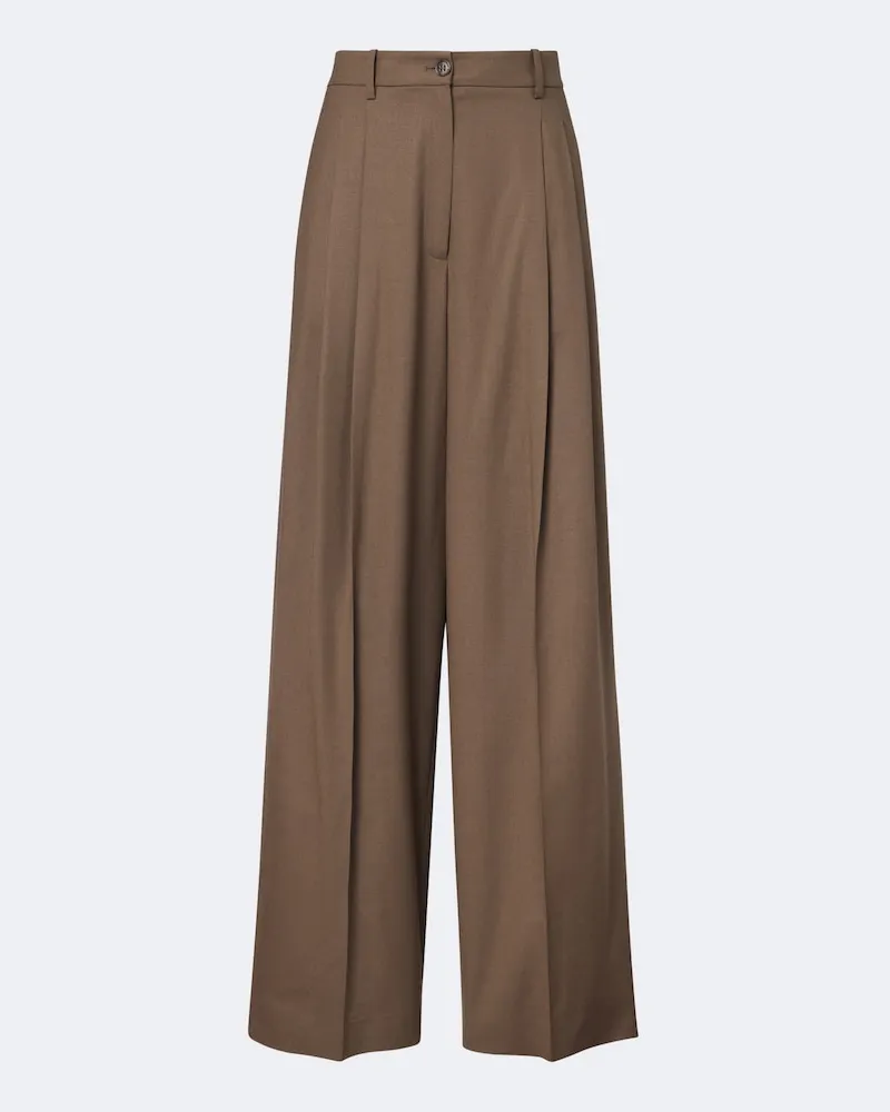 Ralph Lauren Weite Hose Clarice aus einem Wollgemisch Beige