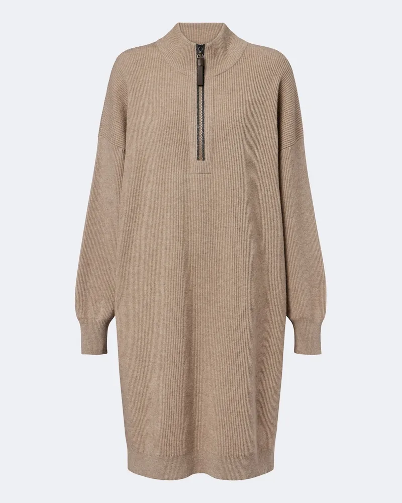 Brunello Cucinelli Minikleid Monili aus Wolle, Kaschmir und Seide Braun