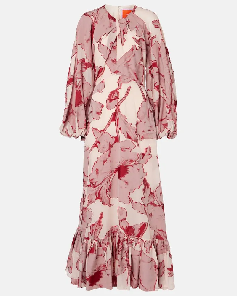 La DoubleJ Bedruckte Robe Eve-Ning aus einem Seidengemisch Rosa