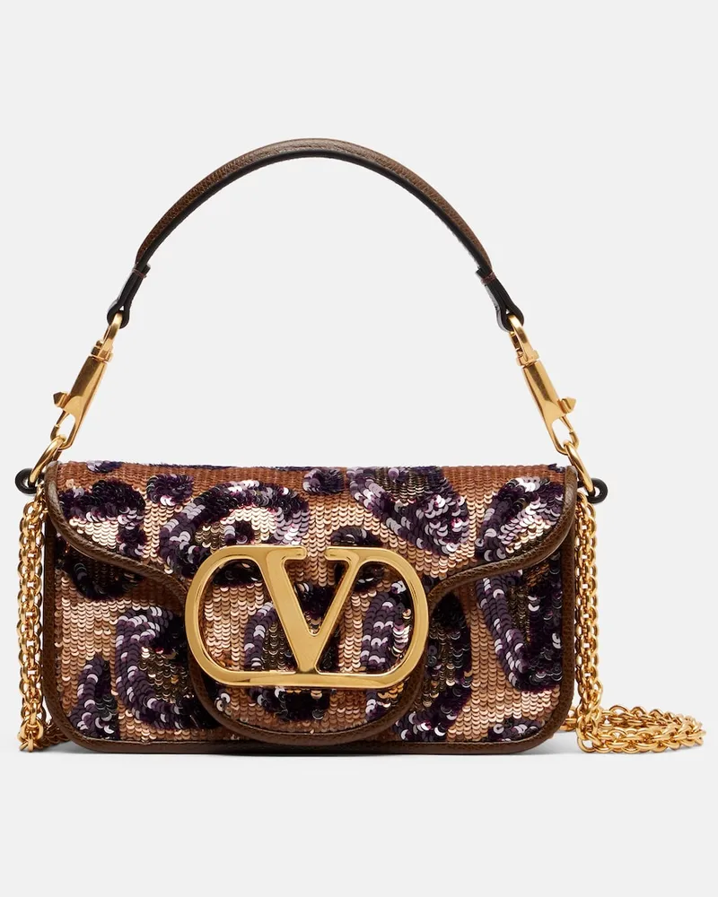 Valentino Garavani Henkeltasche Locò Small aus Leder Braun