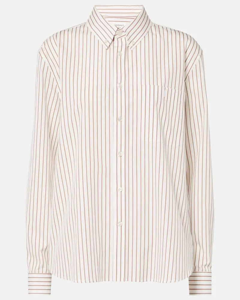 Saint Laurent Hemd Cassandre aus Baumwolle Beige
