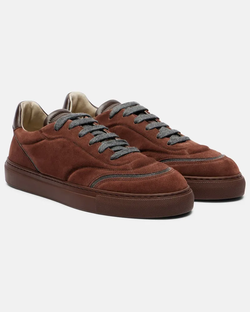 Brunello Cucinelli Sneakers Monili aus Veloursleder Braun