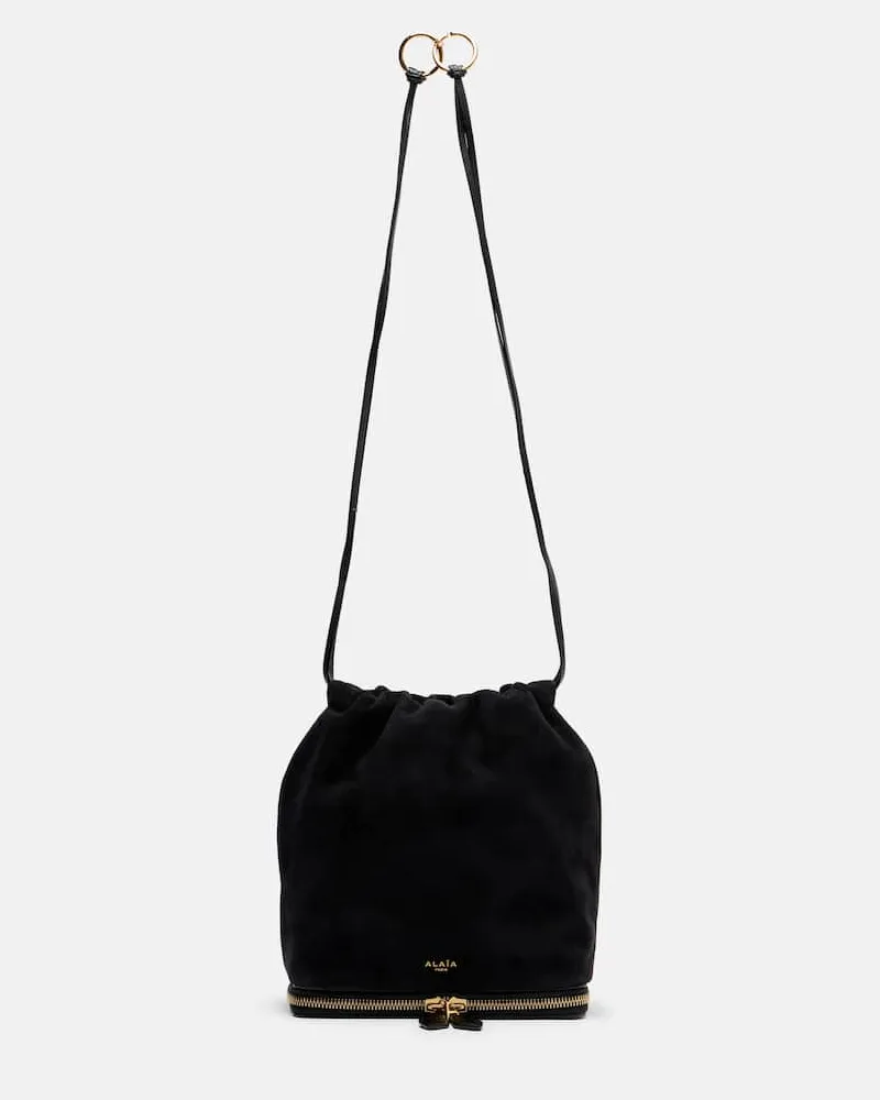 Alaïa Alaïa Bucket Bag Le Pochon aus Veloursleder Schwarz