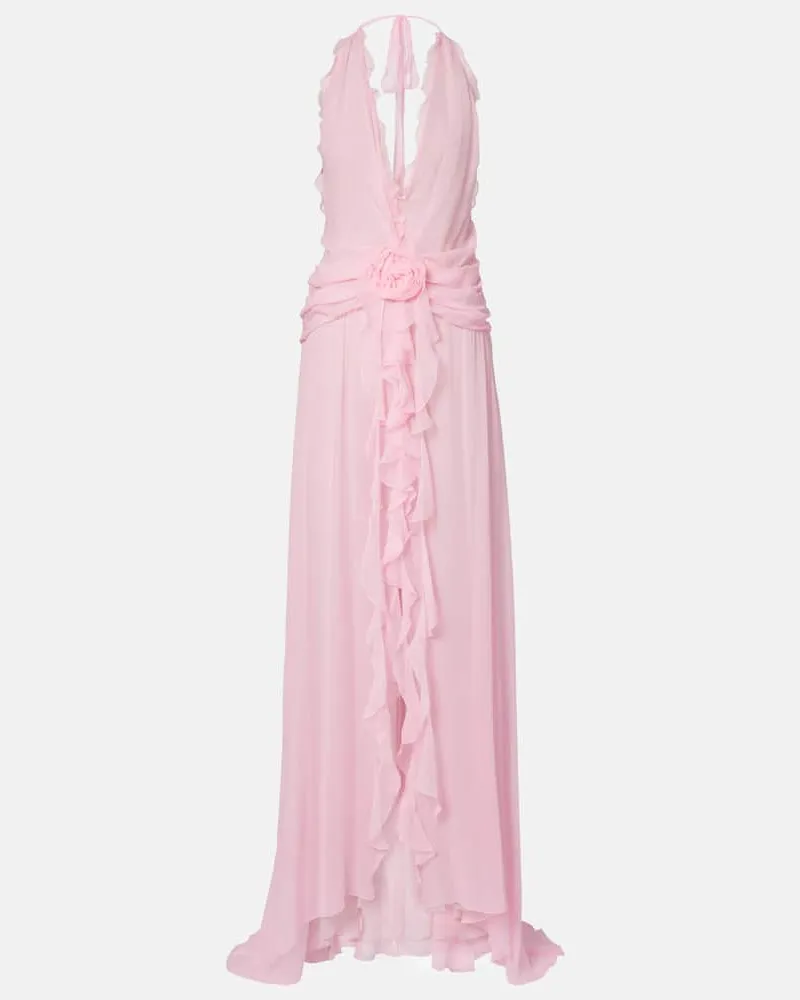 Blumarine Maxikleid aus Seiden-Georgette Rosa