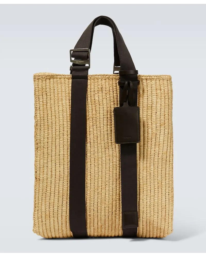 Jacquemus Tote Le Tote Panier aus Raffiabast Nude