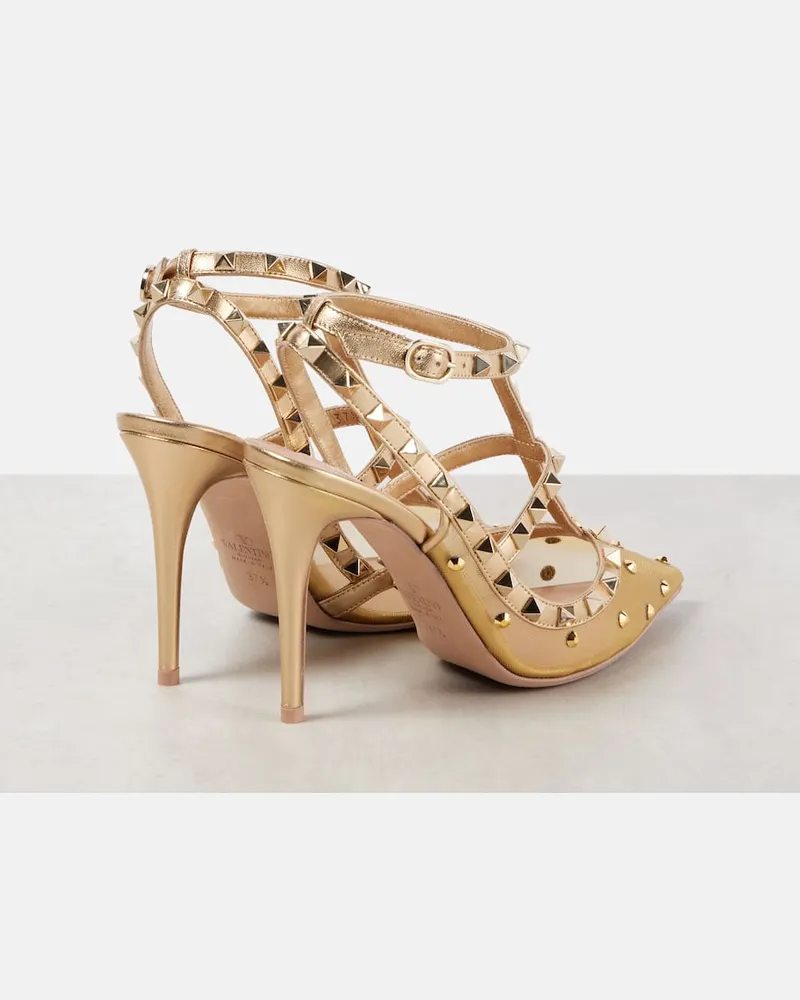 Valentino Garavani Verzierte Pumps Rockstud 105 mit Metallic-Leder