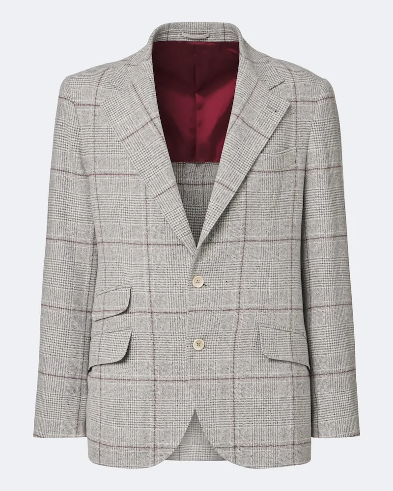 Brunello Cucinelli Blazer aus Seide, Wolle und Kaschmir Grau