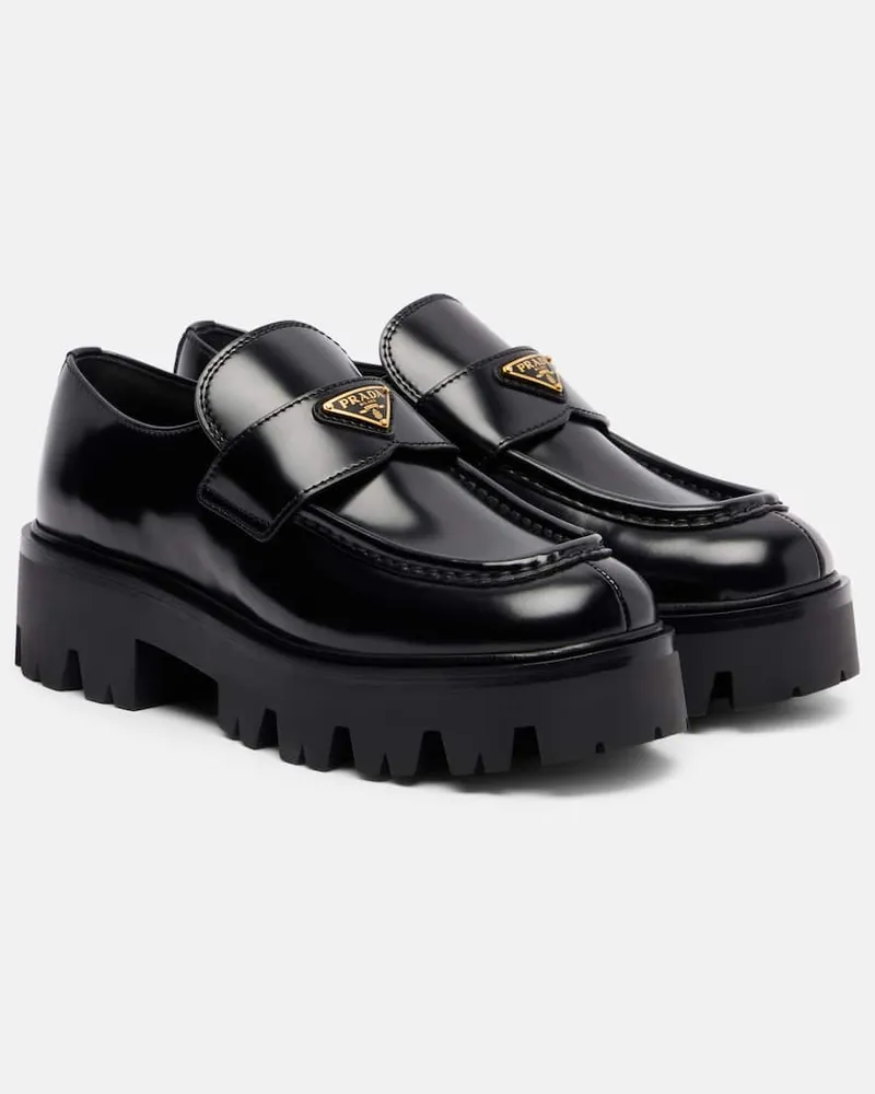 Prada Plateau-Loafers aus Leder Schwarz