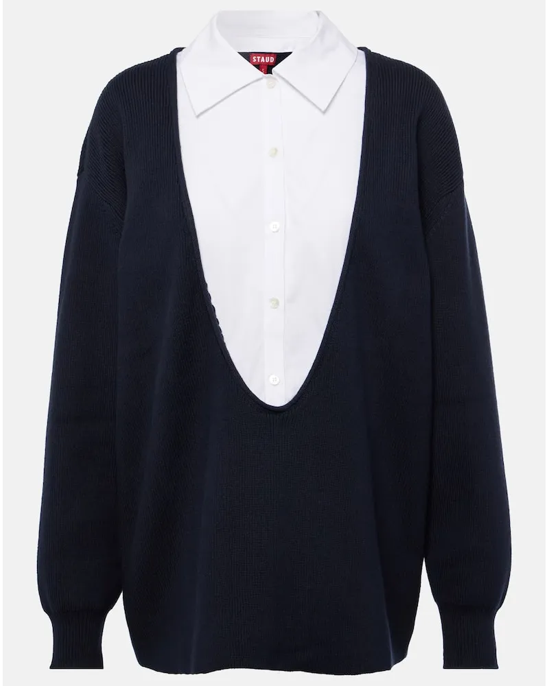 STAUD Pullover Coast aus Baumwolle und Kaschmir Blau