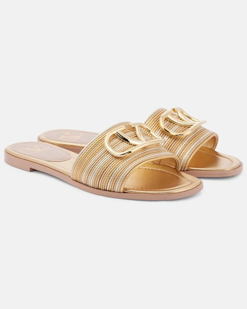 Valentino Garavani Pantoletten VLogo Signature aus Metallic-Leder Metallic