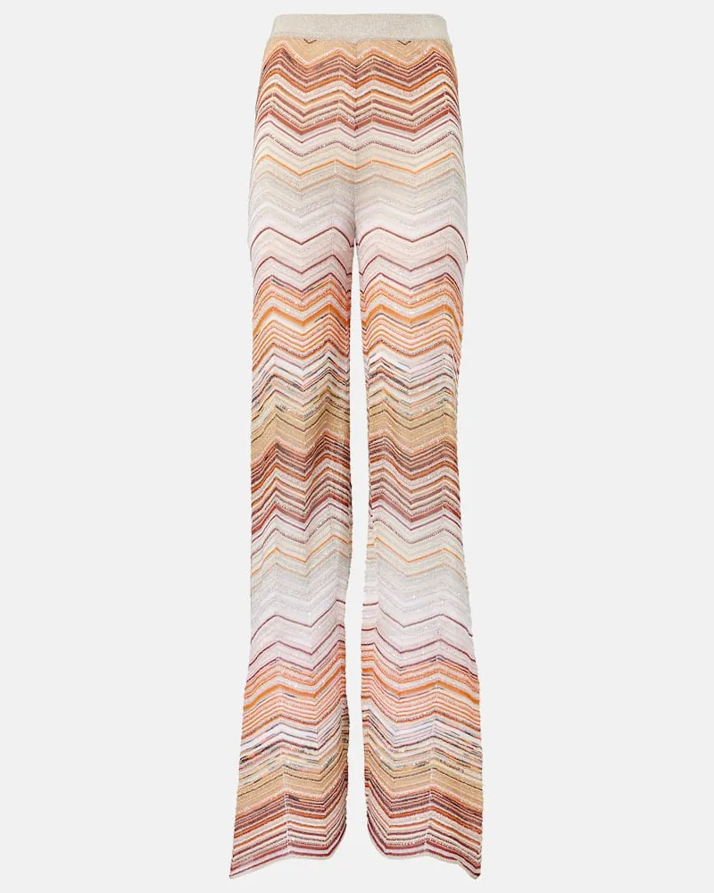 Missoni Weite Hose aus Häkelstrick mit Pailletten Multicolor