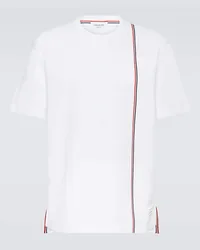 Thom Browne T-Shirt RWB Stripe aus Baumwoll-Jersey Weiss