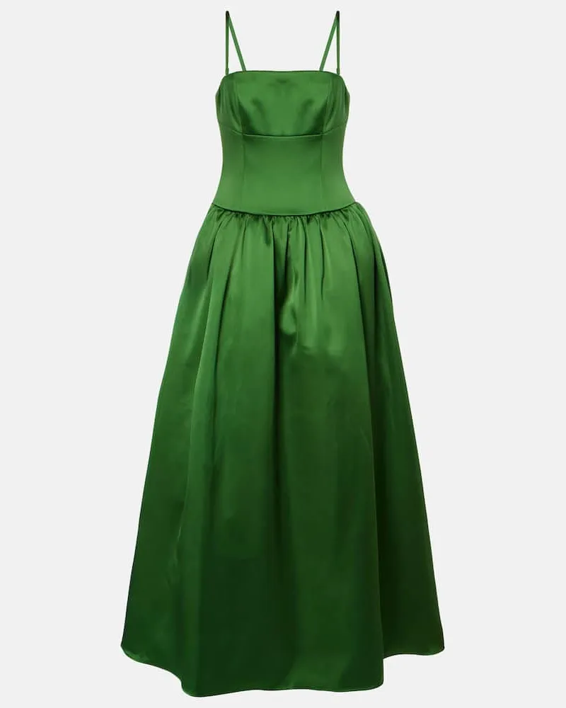 Self-Portrait Maxikleid aus Satin Grün