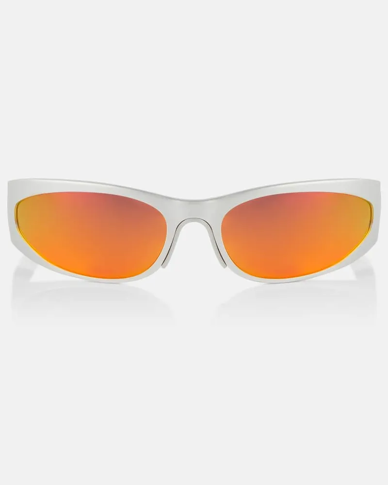 Balenciaga Ovale Sonnenbrille Reverse Xpander Silber