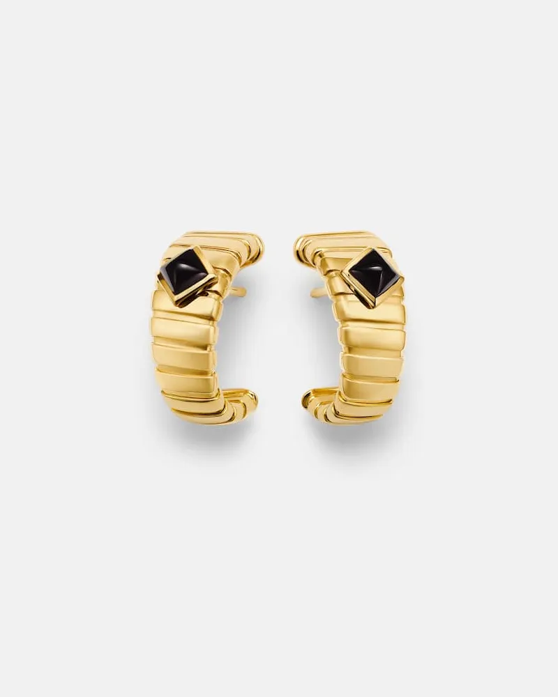 Bulgari Ohrringe Bvlgari Tubogas aus 18kt Gelbgold mit Onyx Gold