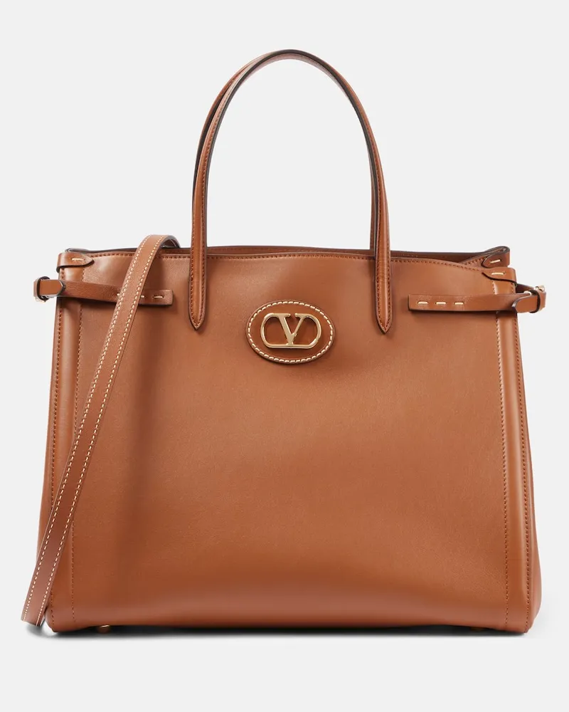 Valentino Garavani Tote Antibes Medium aus Leder Braun
