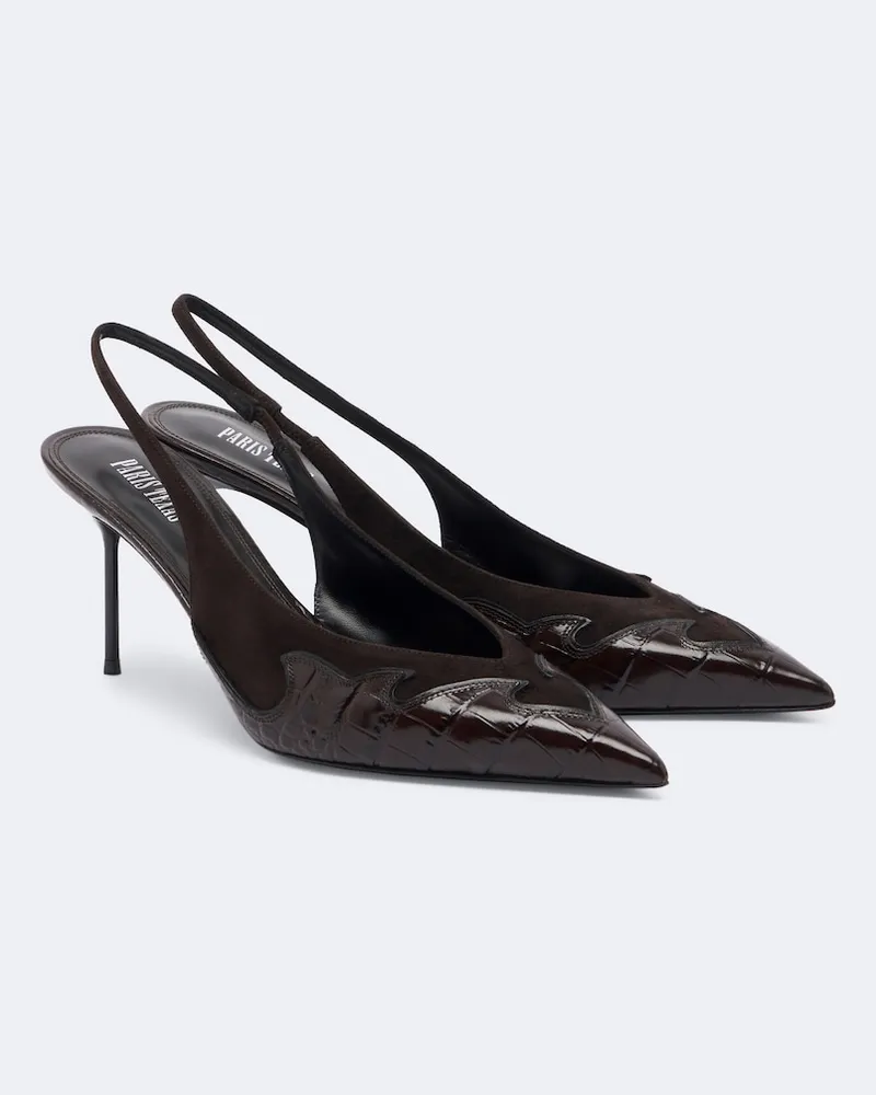 Paris Texas Slingback-Pumps Lidia Queen of Hearts aus Leder Braun