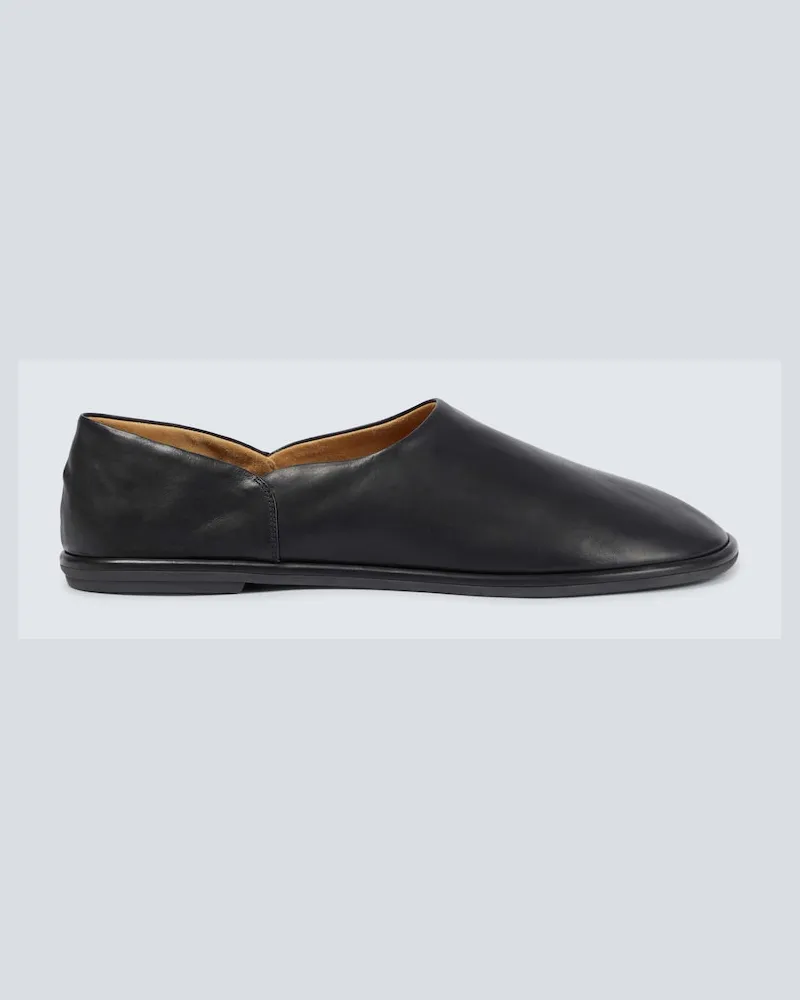 The Row Slippers Canal aus Leder Schwarz