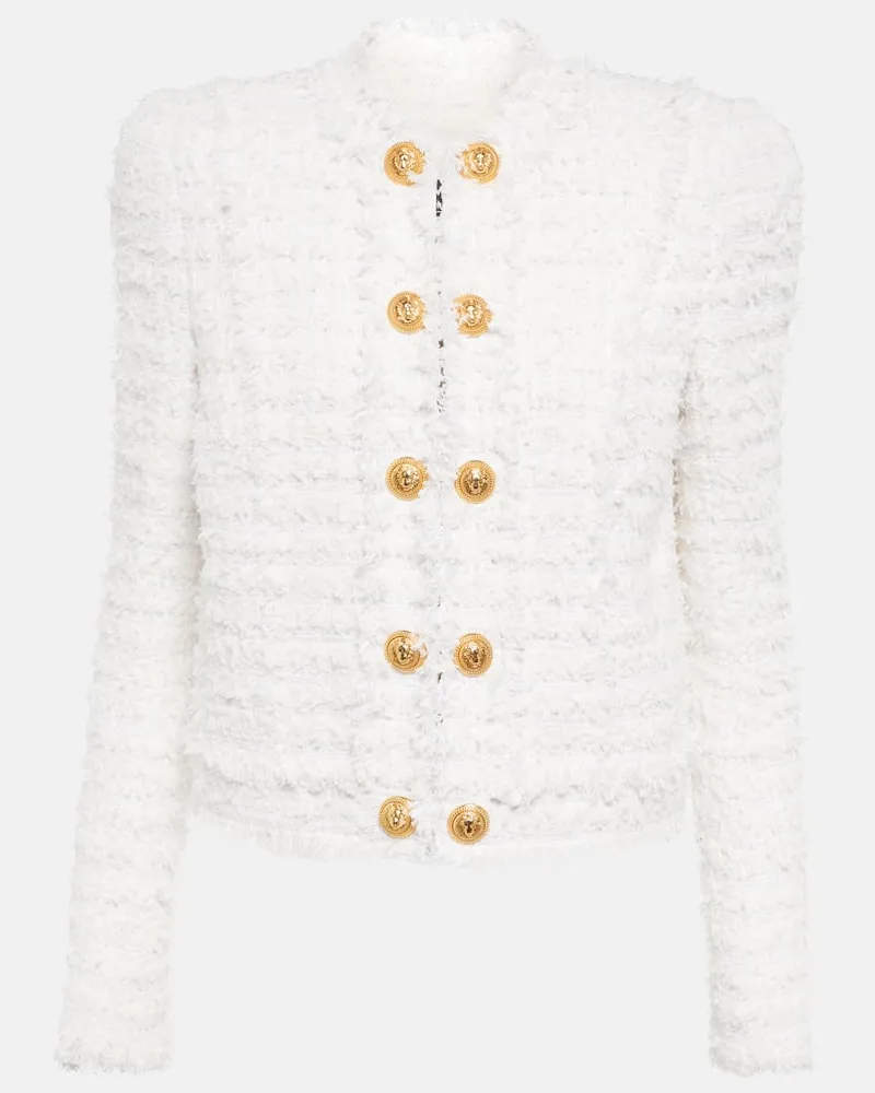 Balmain Jacke aus Tweed Weiß