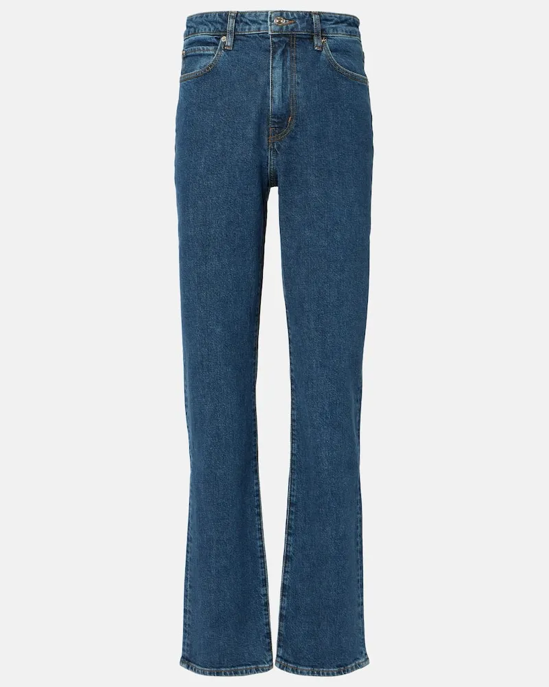 Frame Denim High-Rise Straight Jeans The Ruler Blau