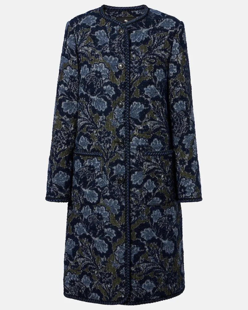 Etro Mantel aus Jacquard-Strick Blau
