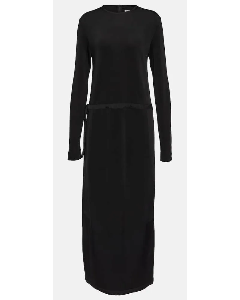 Jil Sander Maxikleid aus Jersey Schwarz